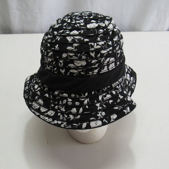 Chic. Women’s Black/White Bucket Sun Hat/Cap One Size 50 Poly/ 50 Cotton - Picture 2 of 7